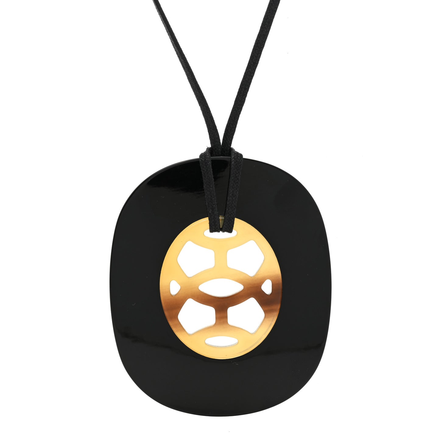 Buffalo Horn Lacquer Lift Necklace PM Black