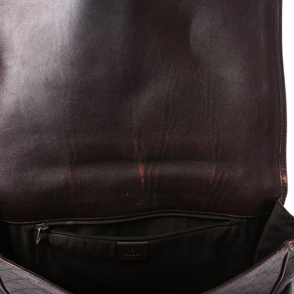 Gucci Guccissima Large Flap Messenger Bag Dark Brown 9 of 9