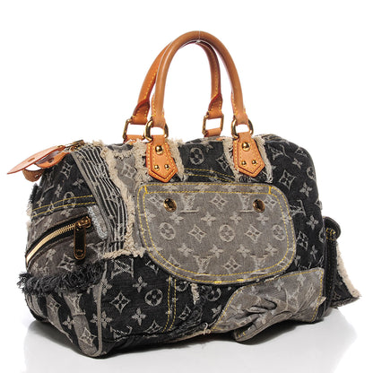 Louis Vuitton Denim Patchwork Speedy 30 Grey 3 of 7