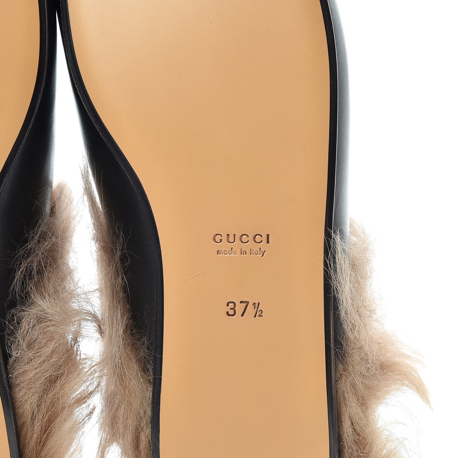 Gucci Calfskin Lambswool Tiger Embroidered Womens Princetown Slippers 37.5 Black 6 of 8