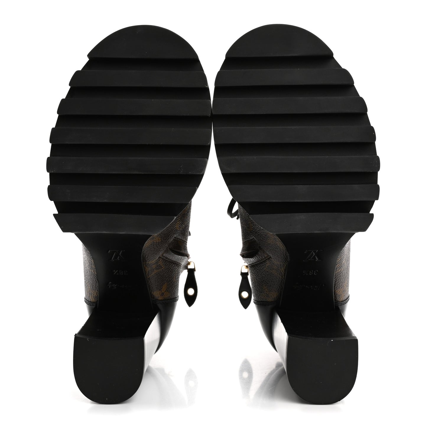 Patent Calfskin Monogram Star Trail Ankle Boots 38.5 Black