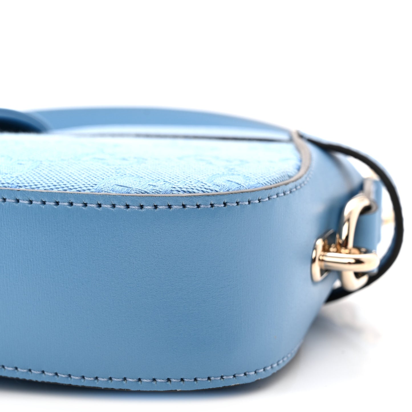 Calfskin Monogram Mini Moon Side Shoulder Bag Blue