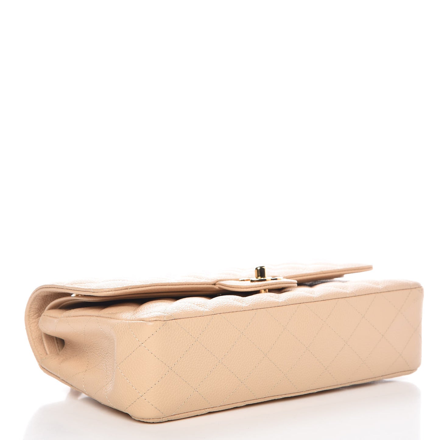 Caviar Quilted Medium Double Flap Beige Clair