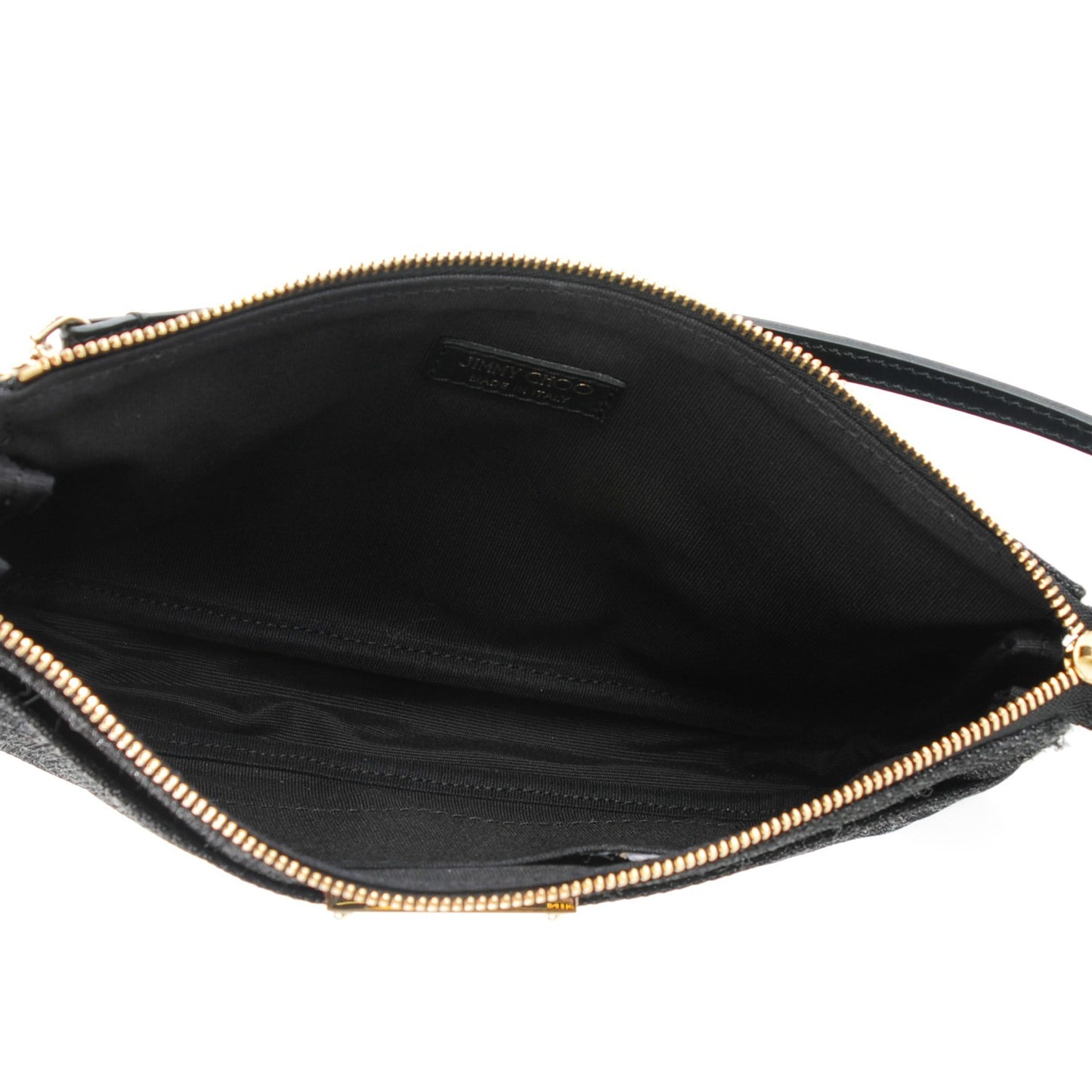 Glitter Lame Fabric Rella Clutch Black