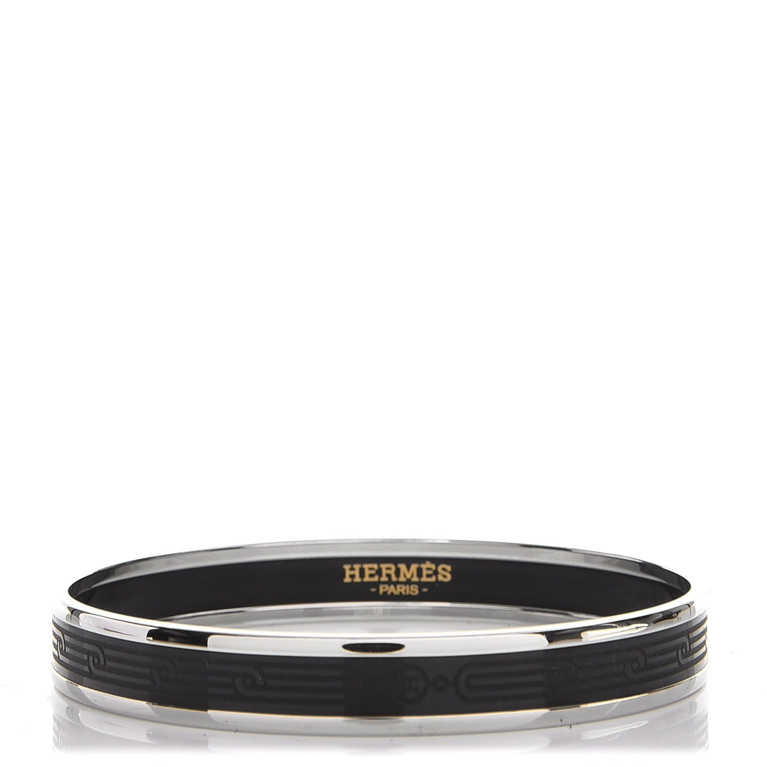 Hermes Enamel Printed Narrow Sellier Bracelet 65 Black 1 of 6