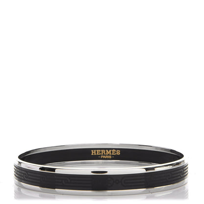 Hermes Enamel Printed Narrow Sellier Bracelet 65 Black 1 of 6