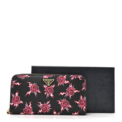 Prada X UNIVERSAL STUDIOS Saffiano Frankenstein Rose Zip Around Wallet Lacca 7 of 7