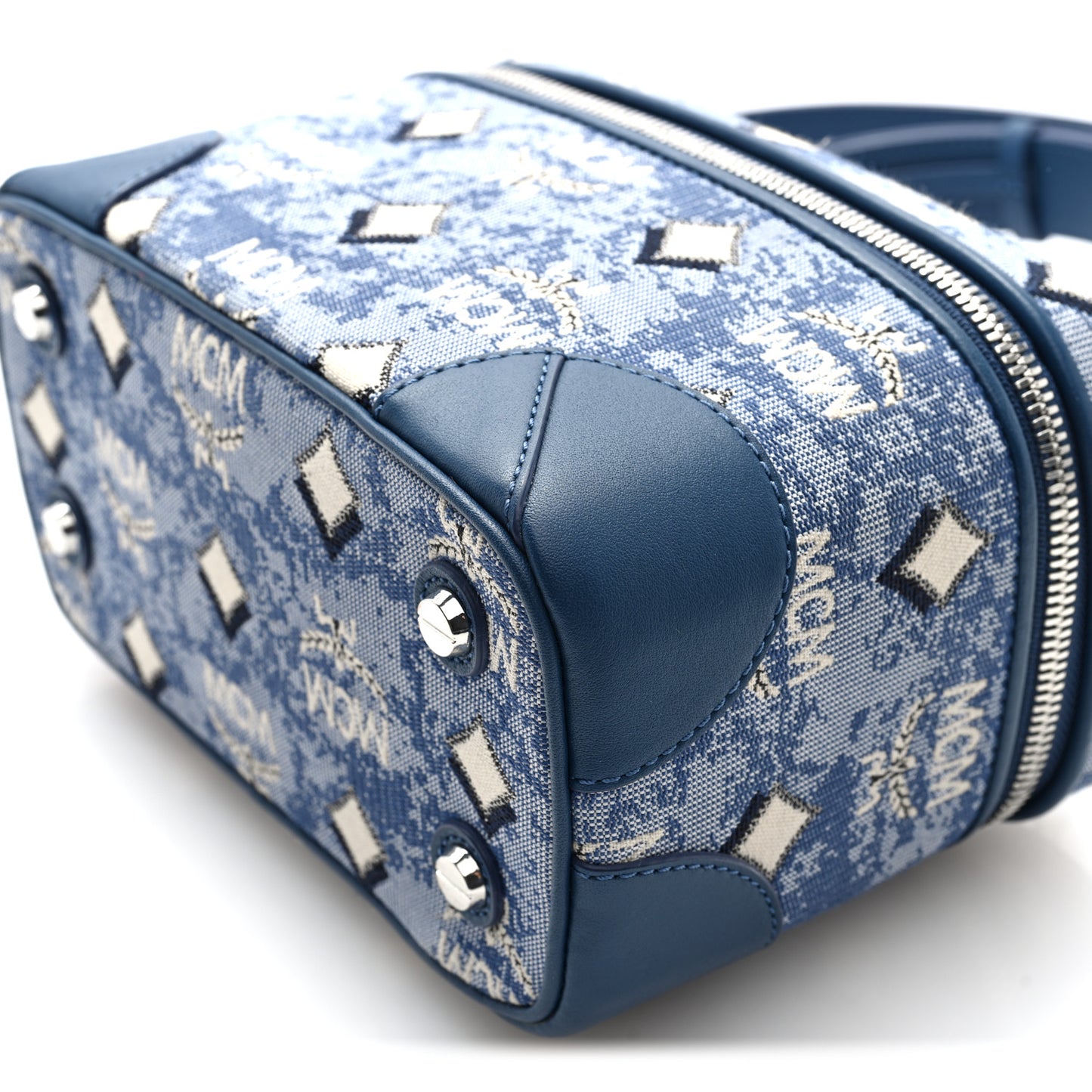 Vintage Jacquard Monogram Rockstar Small Vanity Crossbody Bag Blue