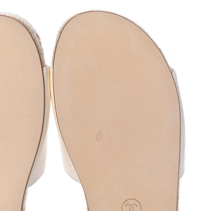 Chanel Lambskin Pearl CC Espadrille Slip On Sandals 38 Ivory 11 of 12