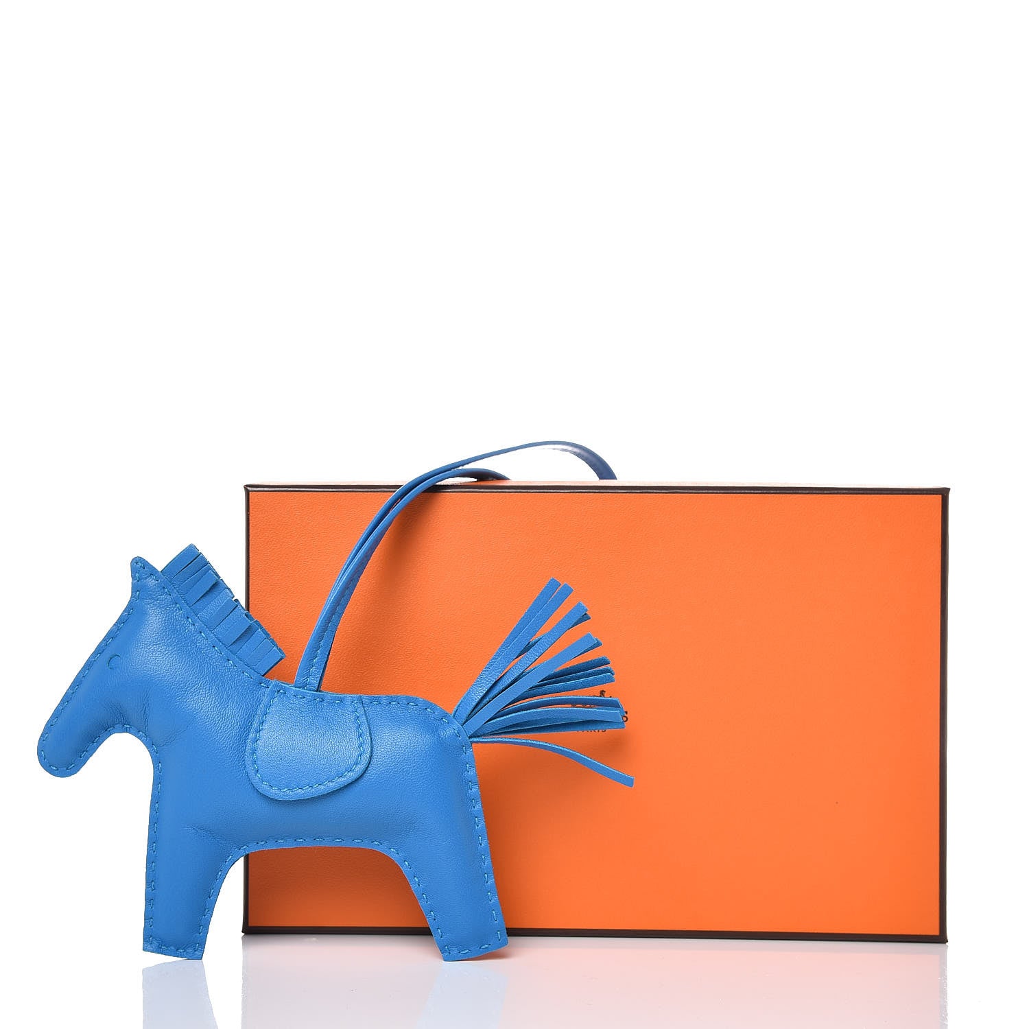 Hermes Milo Lambskin Grigri Rodeo Horse Bag Charm MM Bleu Zanzibar 5 of 5
