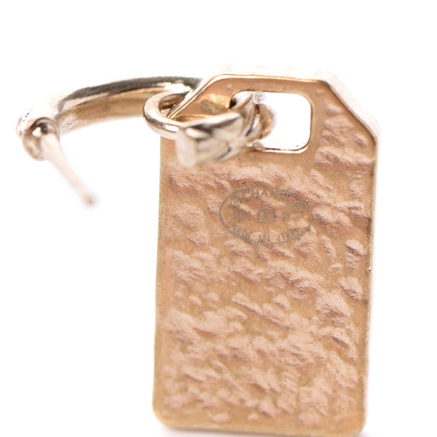 CC Tag Drop Earrings Gold