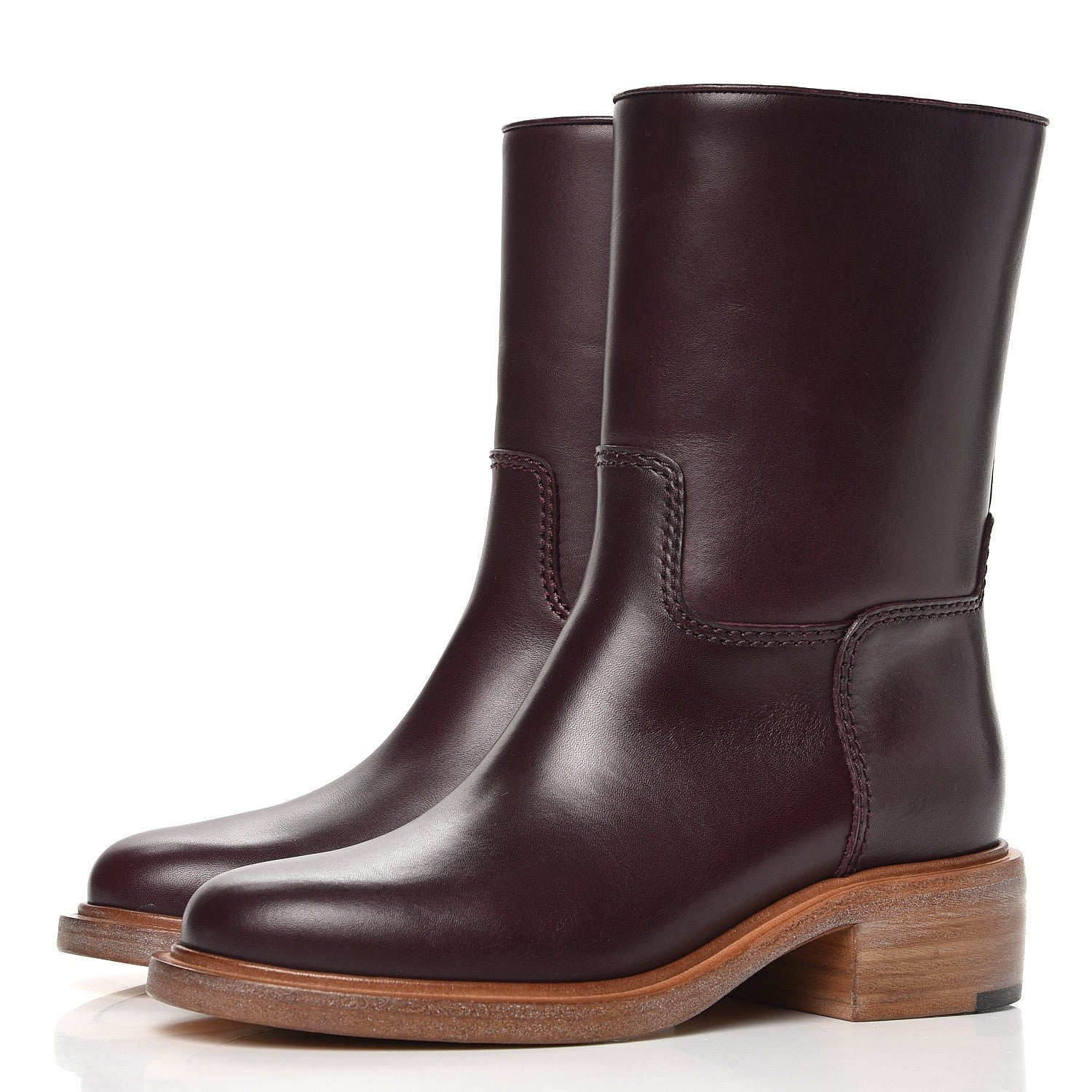 Chanel Calfskin CC Short Boots 37 Burgundy 2 of 11