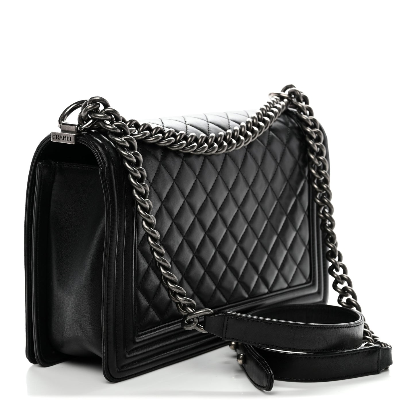 Lambskin Quilted New Medium Boy Flap Black