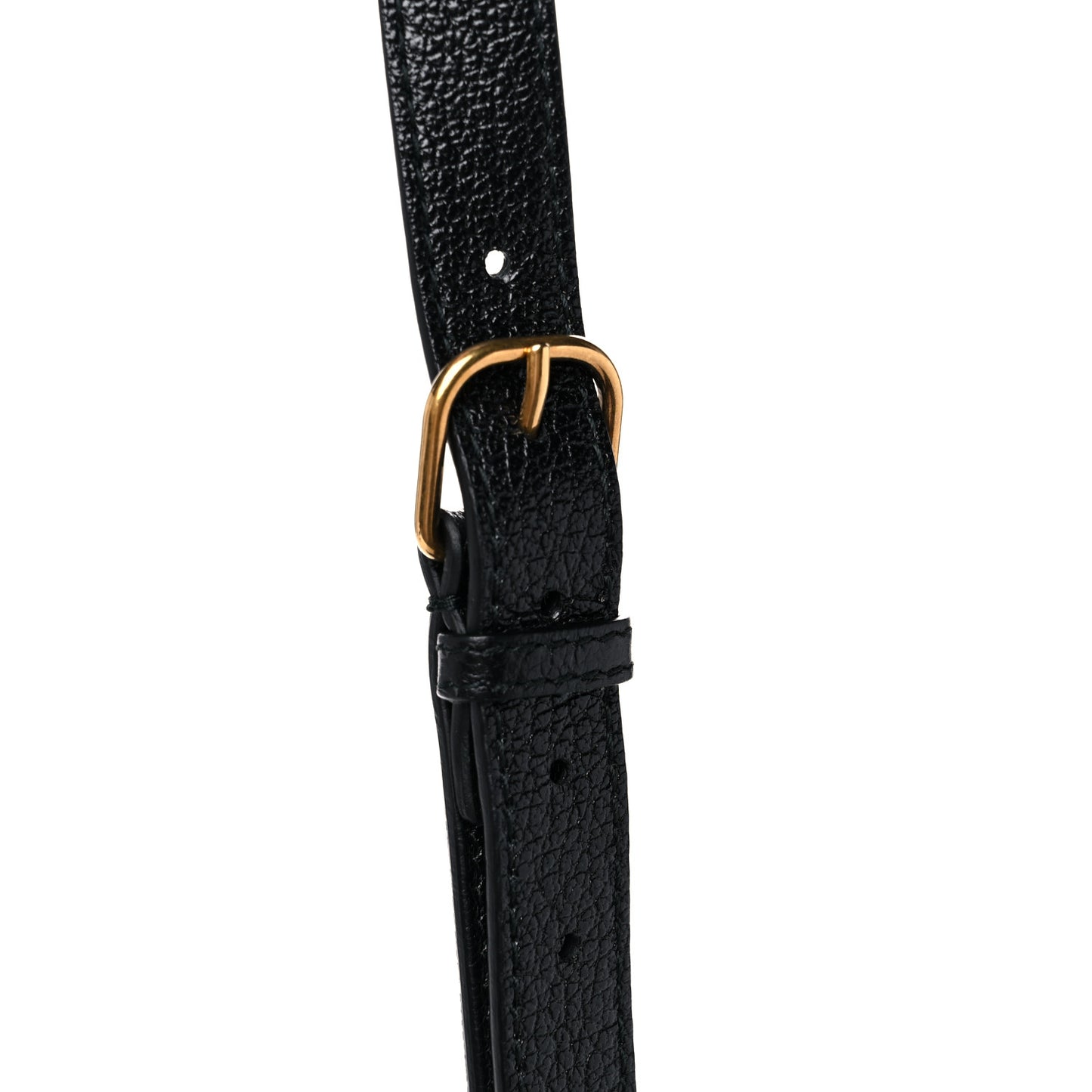 Shiny Goatskin Allover Logo Embossed XXS Souvenir Belt Bag Black
