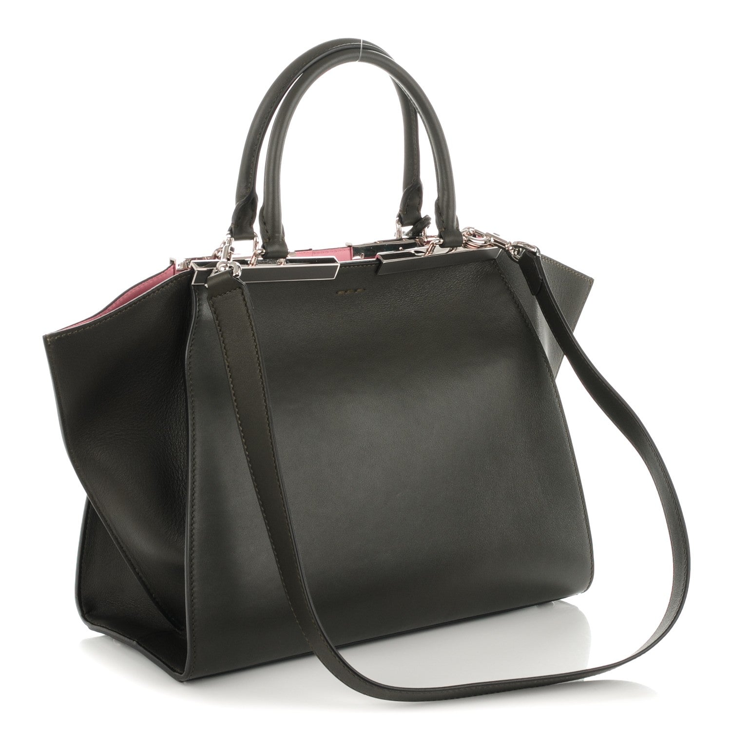 Fendi Vitello Dolce Marmol Shiny Nappa Petite 3Jours Tote Verde Prato 10 of 16