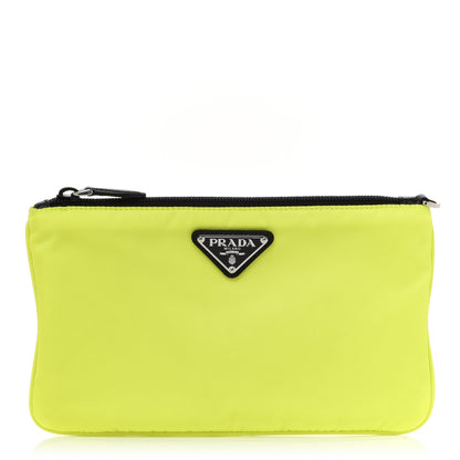Prada Tessuto Nylon Vela Flat Pouch Neon Yellow 1 of 7
