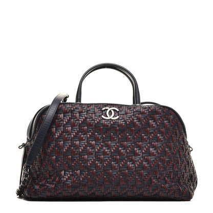 Chanel Calfskin Woven Bowling Bag Navy Blue 1 of 9