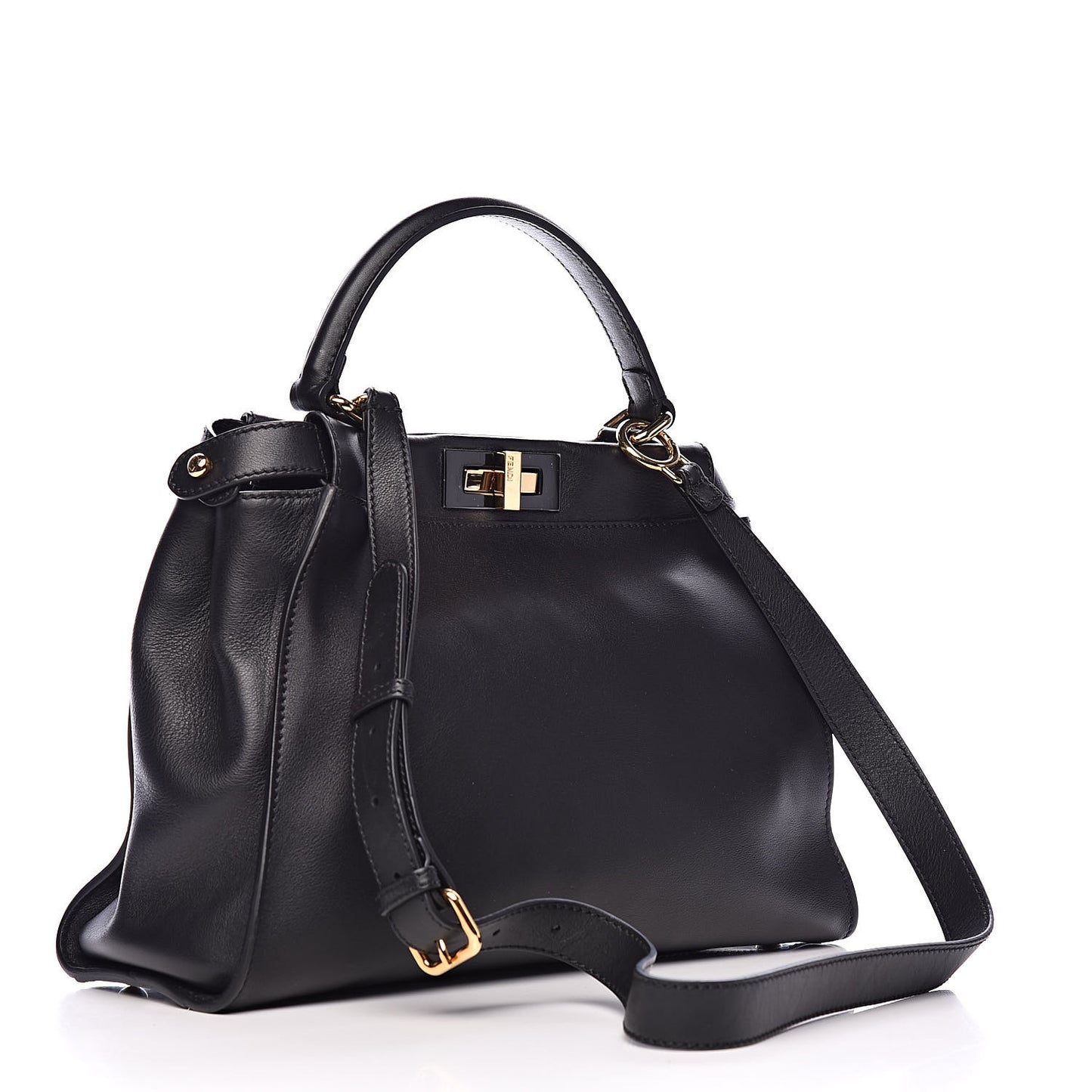 Vitello Seta Shiny Nappa Medium Peekaboo Iconic Satchel Black