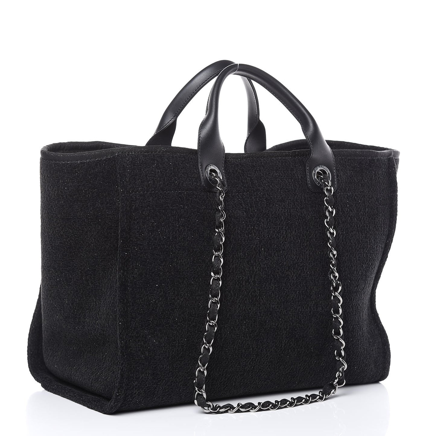 Lurex Boucle Large Deauville Tote Black