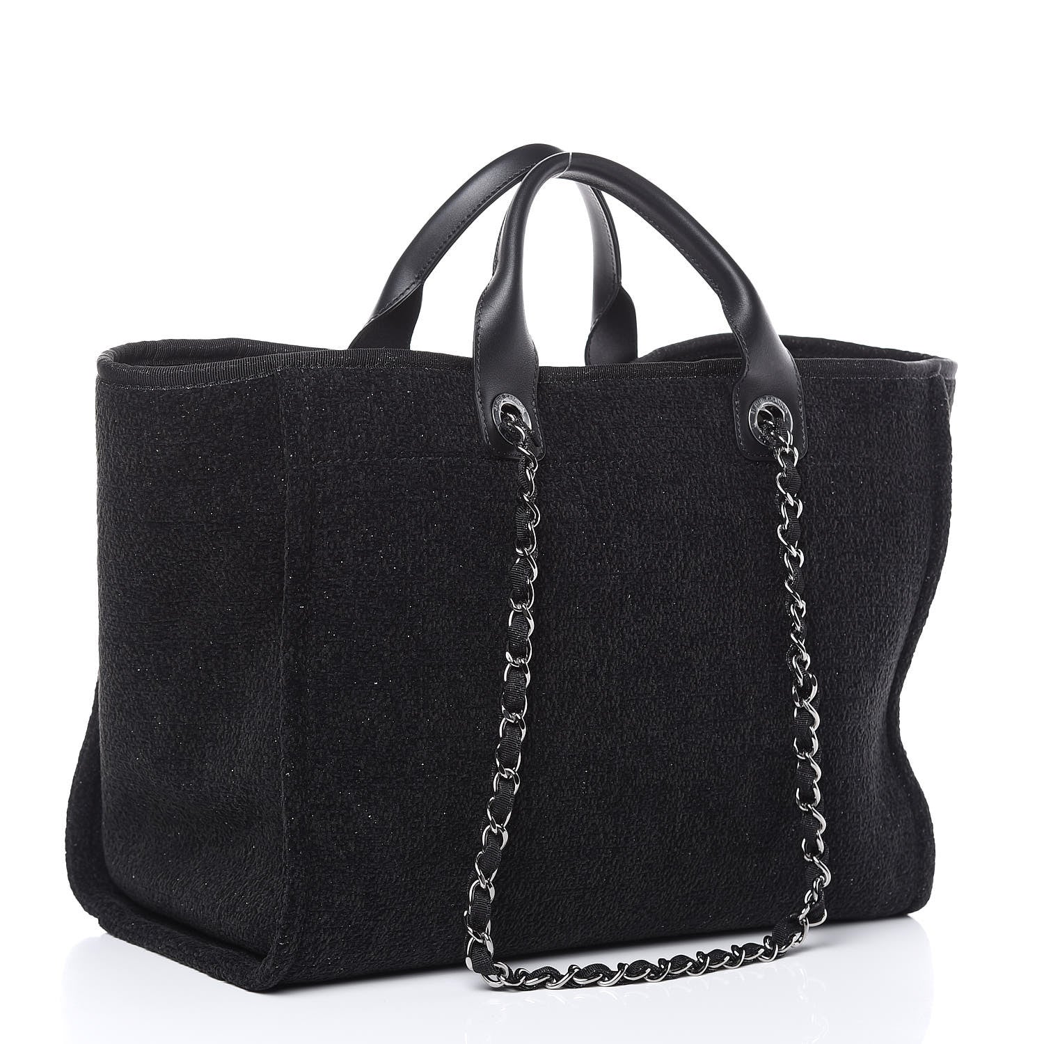 Chanel Lurex Boucle Large Deauville Tote Black 3 of 9