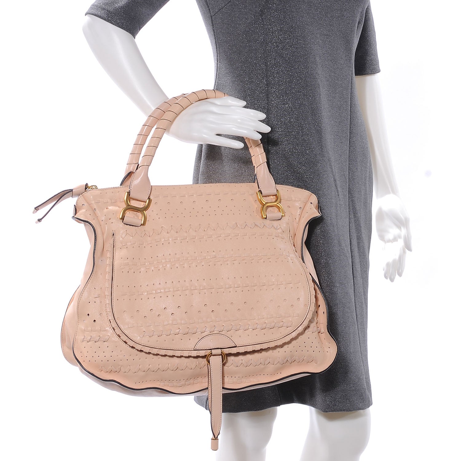 Chloe Lambskin Embroidered Large Marcie Satchel Pink 2 of 6