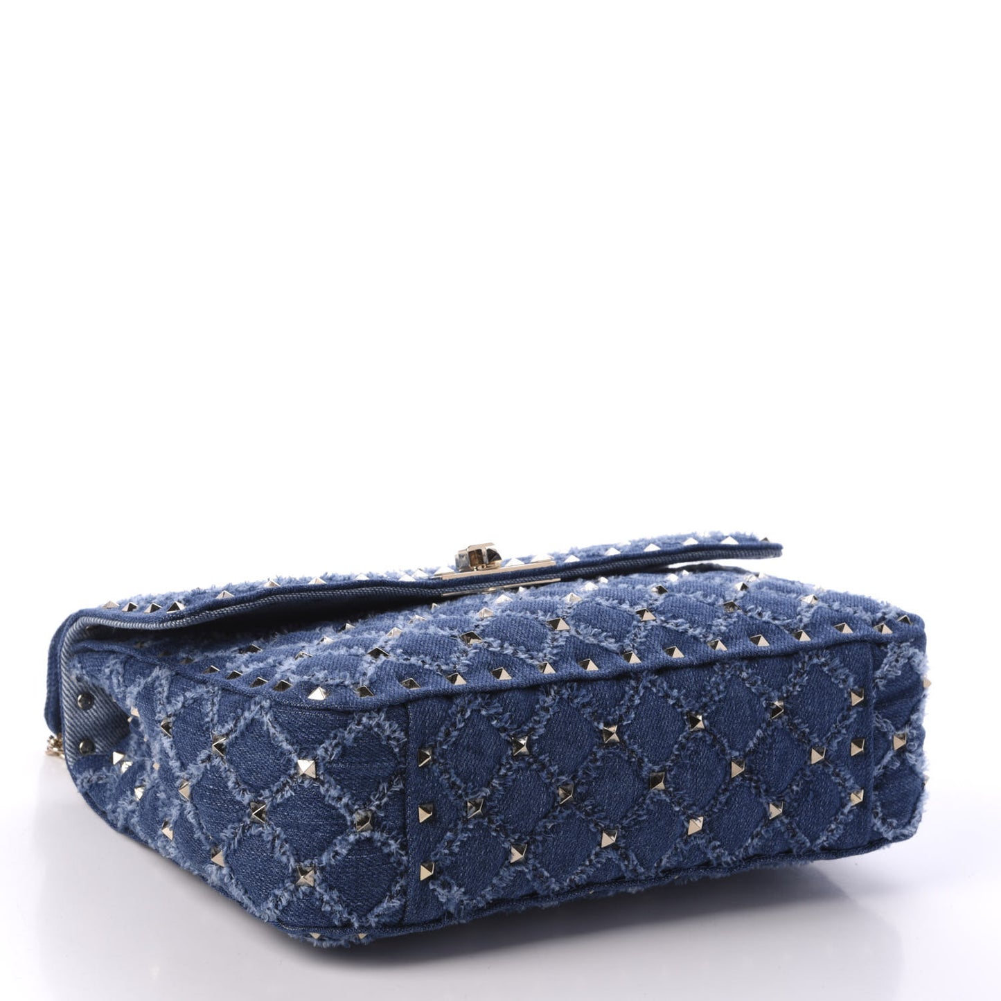 Denim Medium Rockstud Spike Shoulder Bag Denim