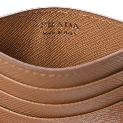 Prada Saffiano Triangle Card Holder Caramel 6 of 7