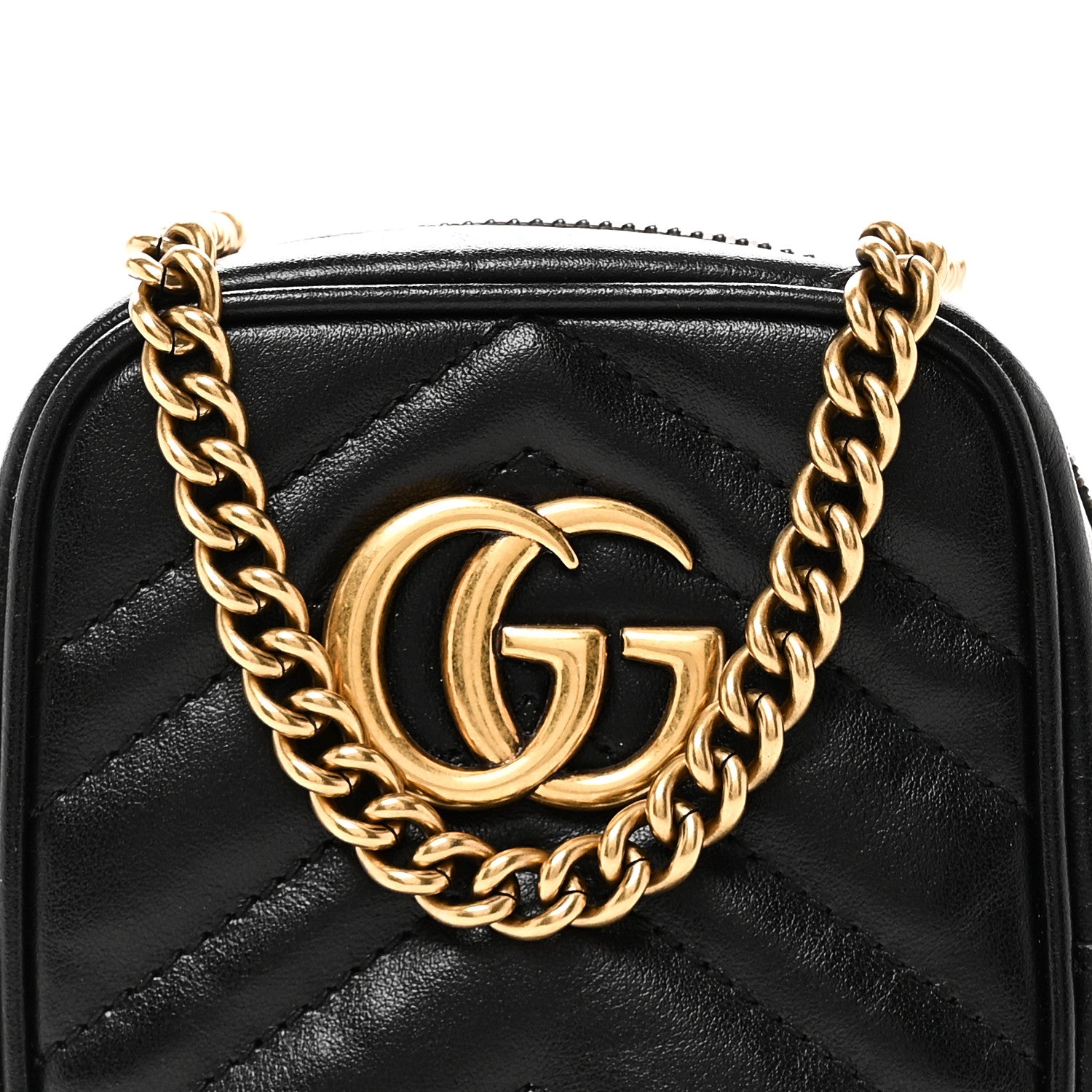 Gucci Calfskin Matelasse Mini GG Marmont Crossbody Bag Black 8 of 10