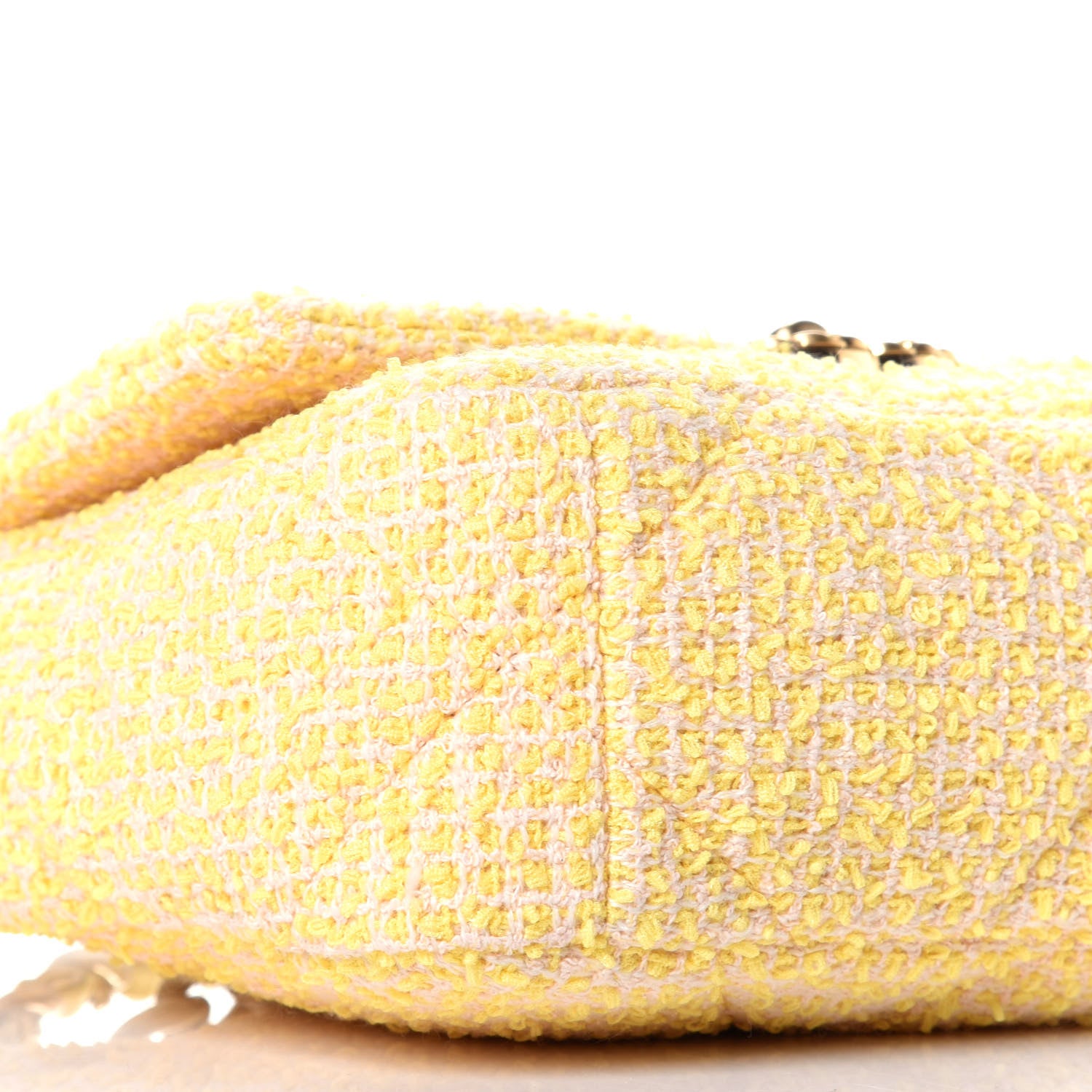 Chanel Tweed Quilted Medium Chanel 19 Flap Yellow Pink 8 of 9