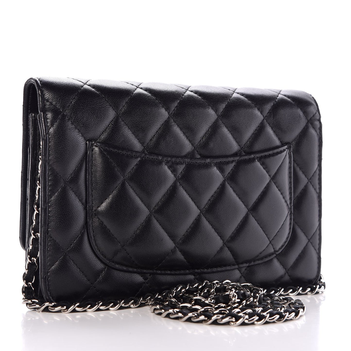 Lambskin Quilted Wallet On Chain WOC Black