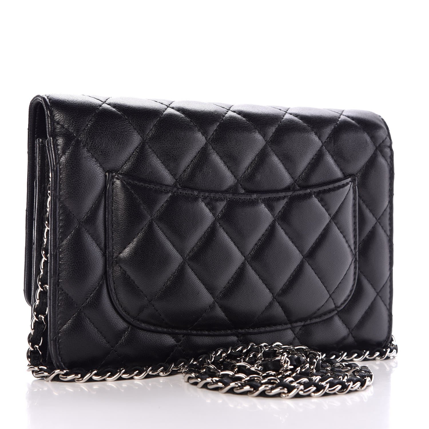 Chanel Lambskin Quilted Wallet On Chain WOC Black 3 of 13