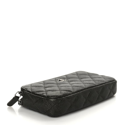 Chanel Metallic Caviar Quilted Small Clutch With Chain Dark Grey 3 of 10