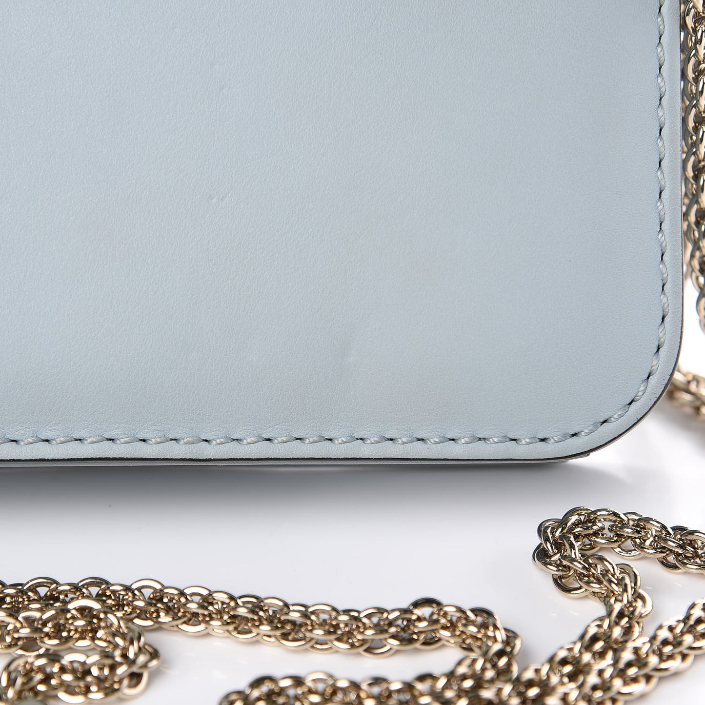 Vitello Mini Glam Lock Rockstud Flap Sky Sorbet