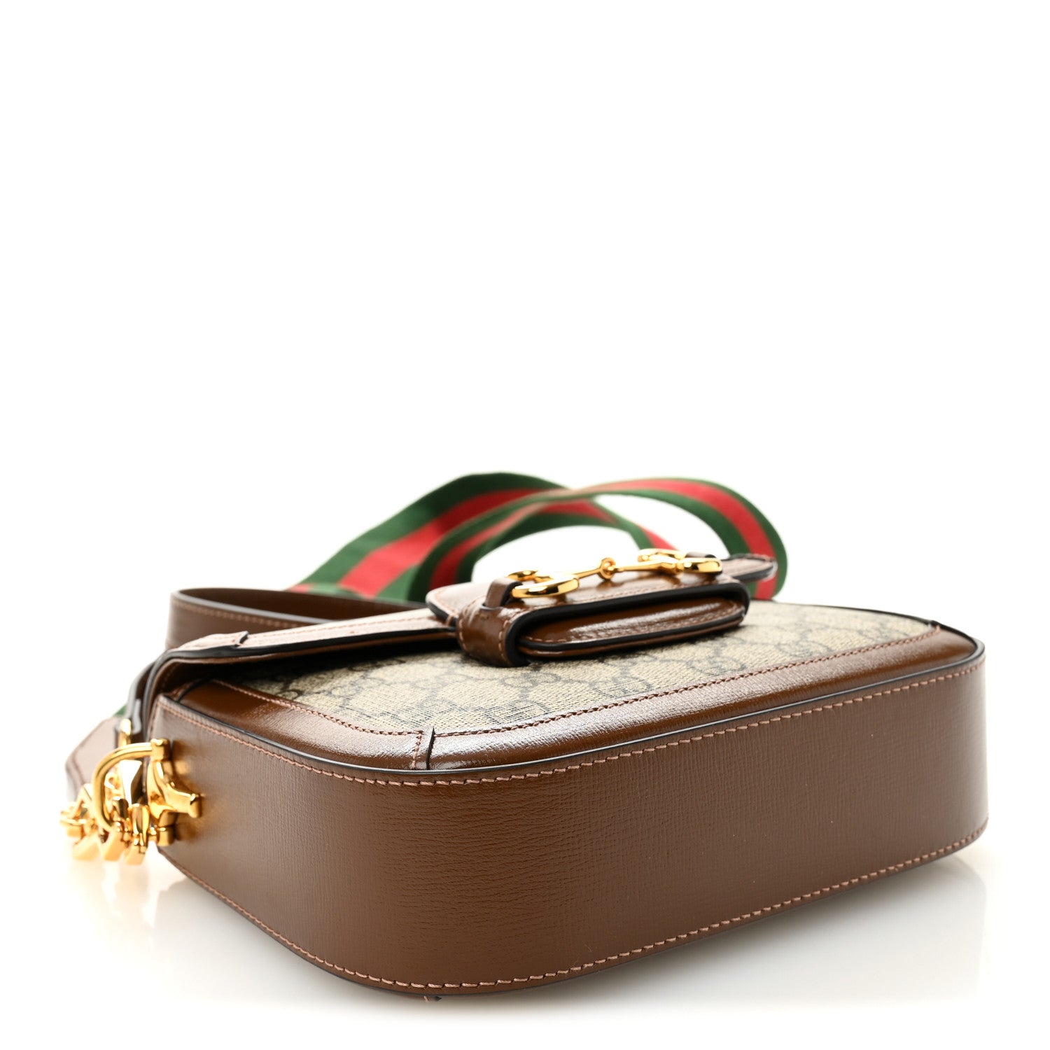 Gucci GG Supreme Monogram Web Mini Horsebit 1955 Shoulder Bag Beige Brown Sugar 4 of 10