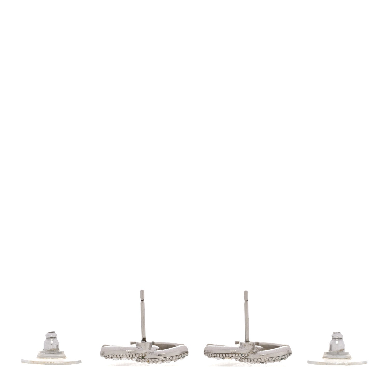 Chanel Crystal CC Earrings Silver 3 of 5