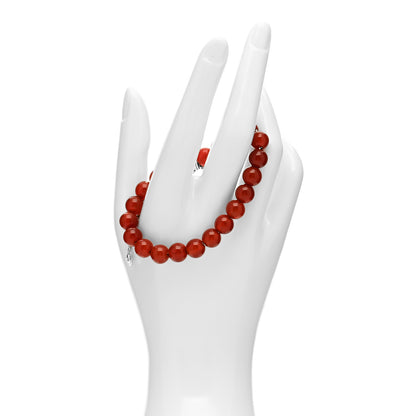 David Yurman Sterling Silver Carnelian 8mm Spiritual Beads Bracelet 4 of 4