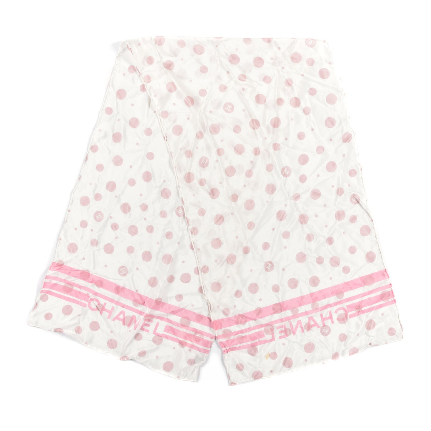 Silk Dot Stole White Pink