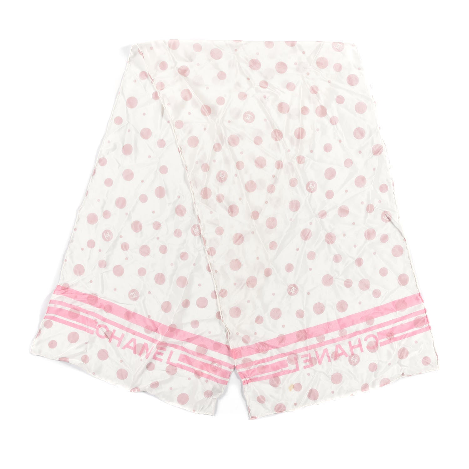 Chanel Silk Dot Stole White Pink 2 of 4
