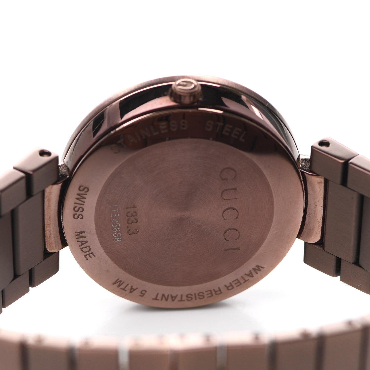 Gucci Stainless Steel 37mm Interlocking G Quartz Watch Brown 4 of 5