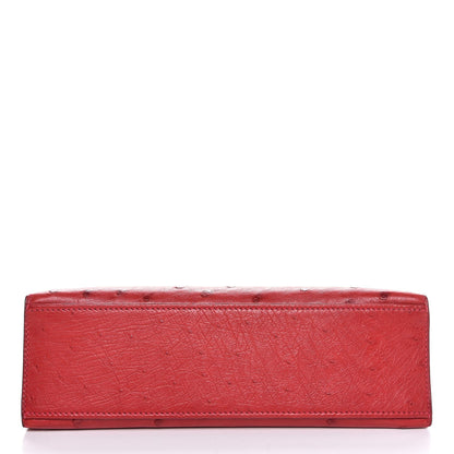 Hermes Ostrich Kelly Pochette Rouge Vif 6 of 35