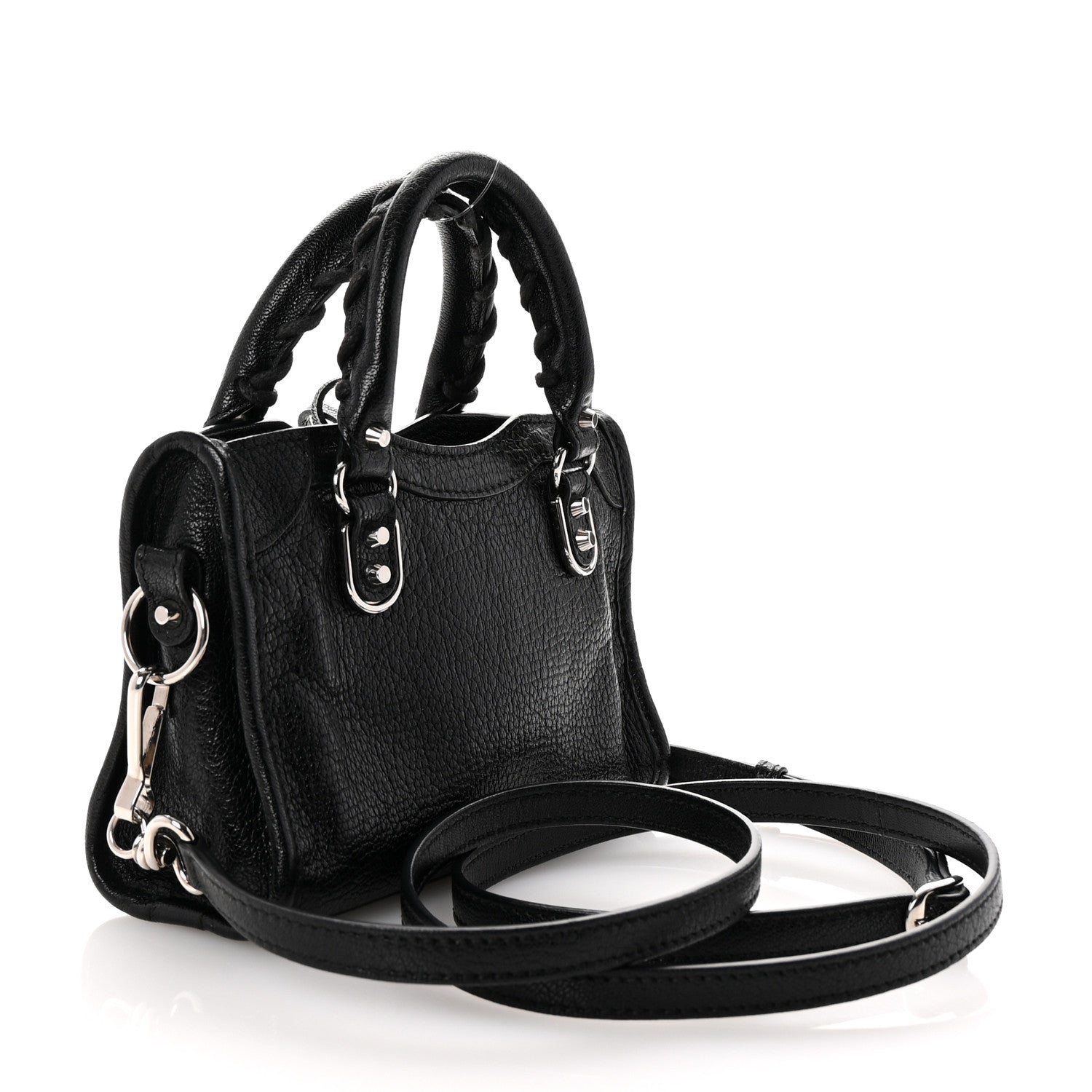 Balenciaga Chevre Silver Metallic Edge Hardware Nano City Black 3 of 9