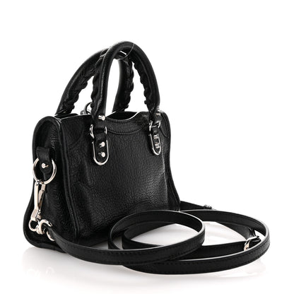 Balenciaga Chevre Silver Metallic Edge Hardware Nano City Black 3 of 9
