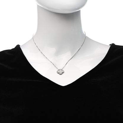 Van Cleef & Arpels 18K White Gold Mother of Pearl Vintage Alhambra Pendant Necklace 2 of 6