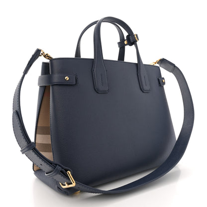 Burberry Grainy Calfskin House Check Medium Banner Tote Regency Blue 3 of 12