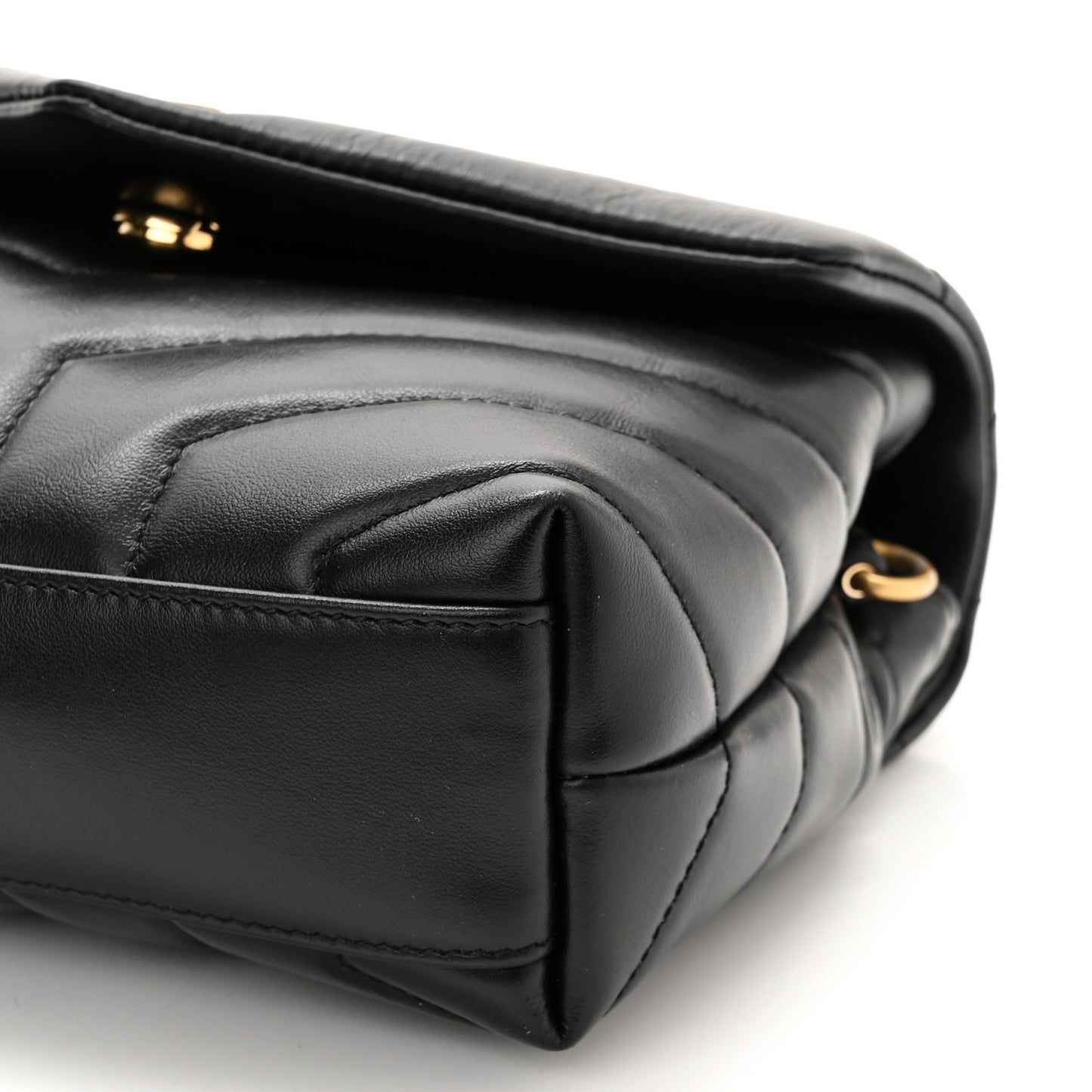 Calfskin Y Quilted Monogram Toy Loulou Crossbody Bag Black