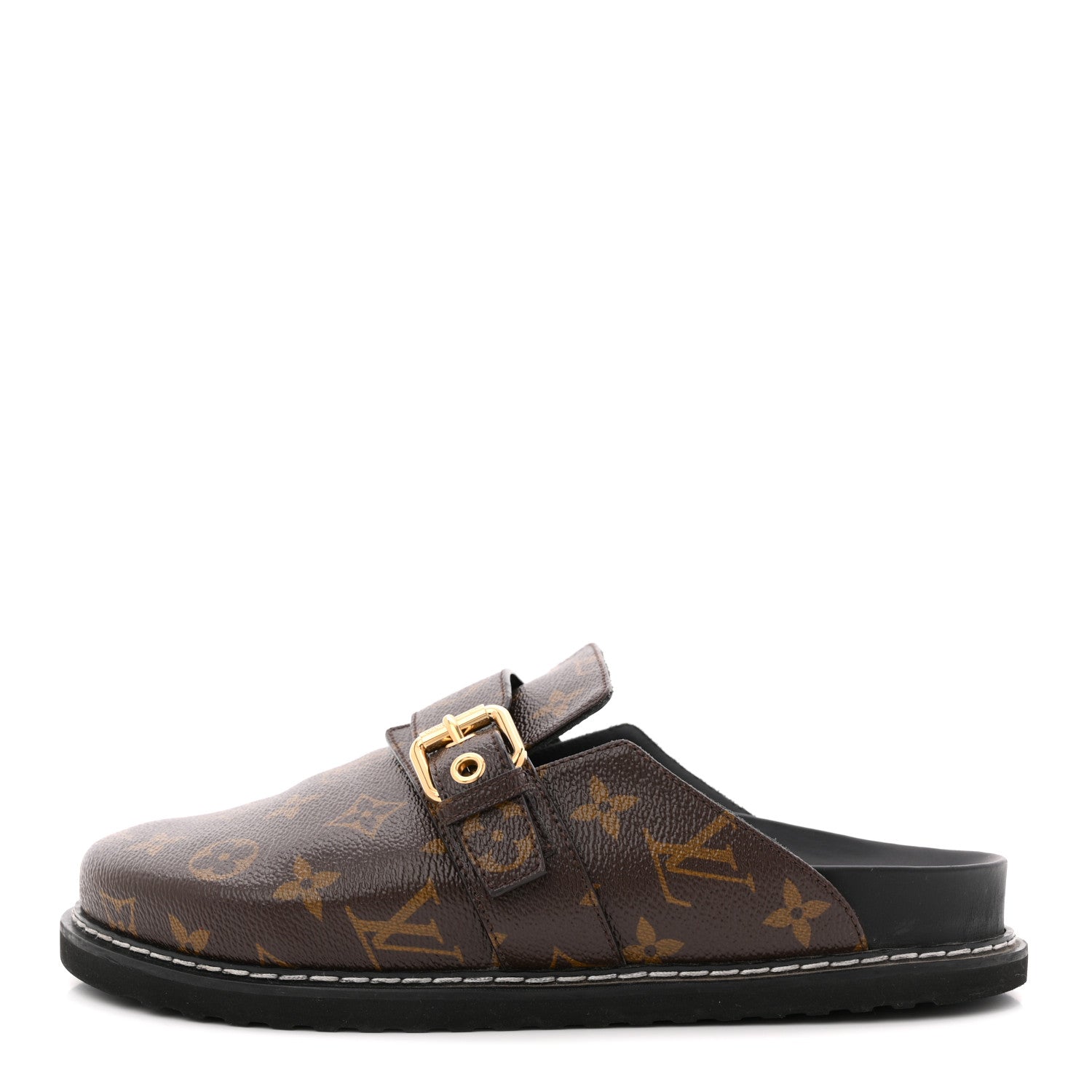 Louis Vuitton Patent Monogram Womens Cosy Flat Comfort Clog Mules 38 Brown 1 of 10