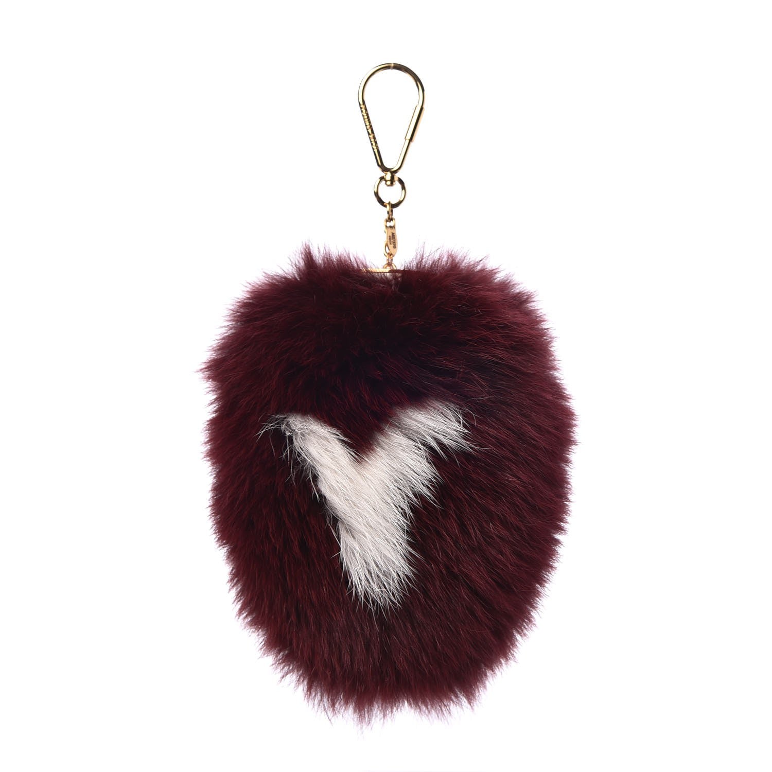Louis Vuitton Fox Fur Fuzzy V Bag Charm Amarante 1 of 2