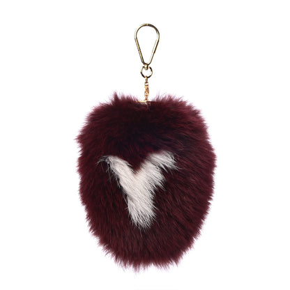 Louis Vuitton Fox Fur Fuzzy V Bag Charm Amarante 1 of 2