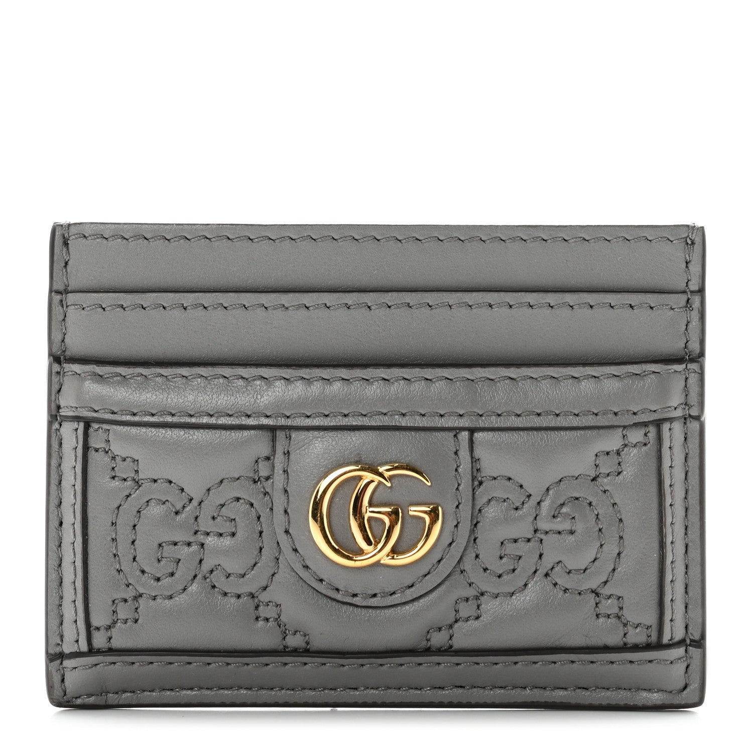 Gucci Calfskin GG Matelasse Card Holder Dusty Grey 1 of 6