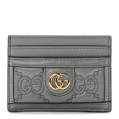 Gucci Calfskin GG Matelasse Card Holder Dusty Grey 1 of 6